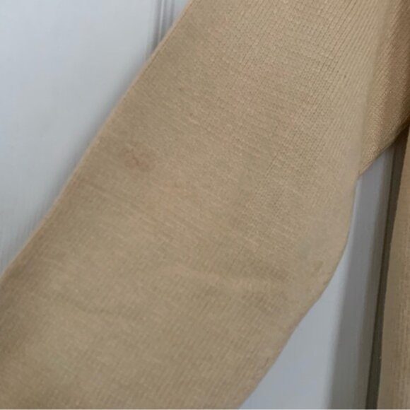 Vintage silk knit Sweater medium pullover notch v-neck cream ivory - Picture 4 of 7